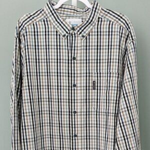 Columbia Men's Long Sleeve Button-Down Checkered Shirt-XXL